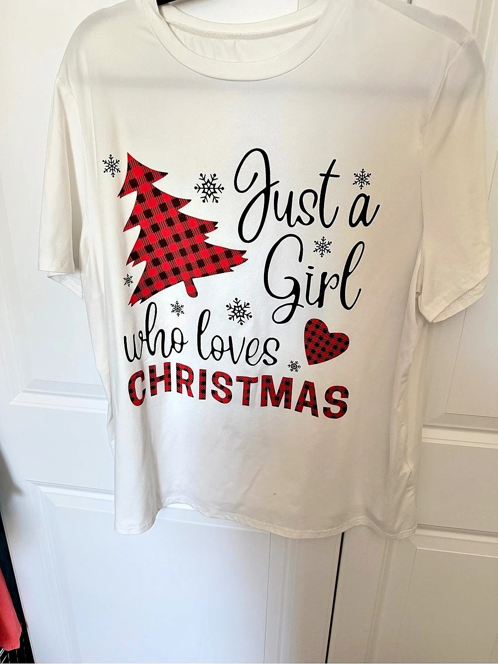 SHEIN Christmas Graphic Plaid Tree Tee XL Like New